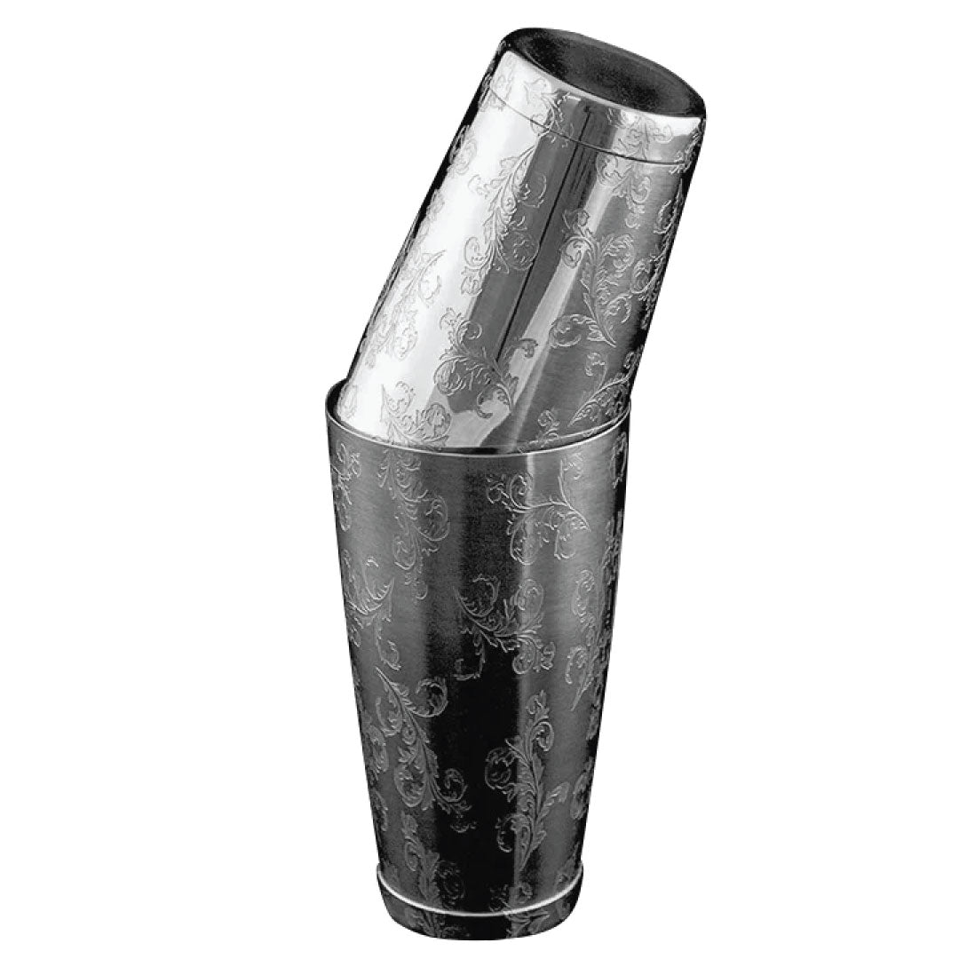 Tin on tin boston cocktail shaker stainless steel S/S-Engraving design (69510)