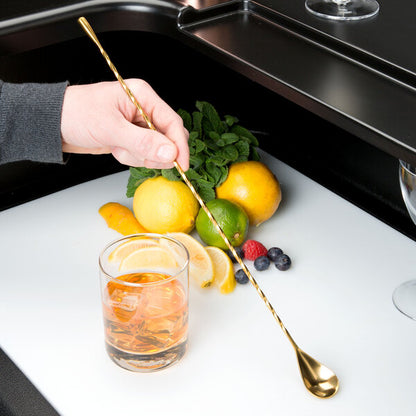 Bar spoon stainless steel S/S Gold with muddler 30 cm (70054)
