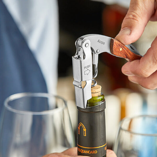 Wine opener stainless steel S/S with wood (72172)