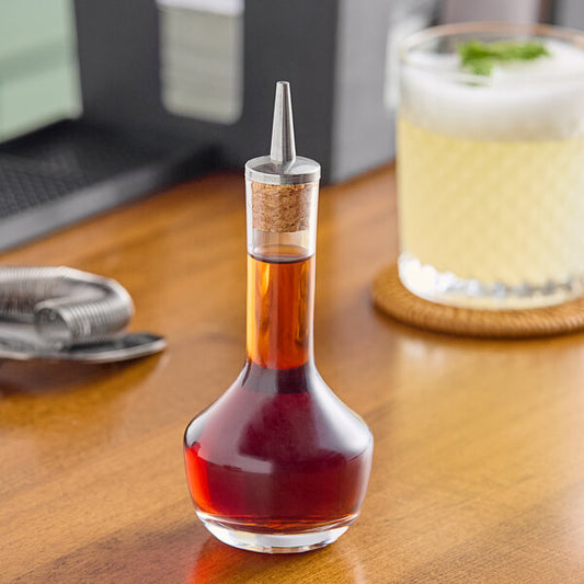 CLASSIC BITTER GLASS BOTTLEWITH STAINLESS STEEL S/S TOP ,14.5 CM (72175)