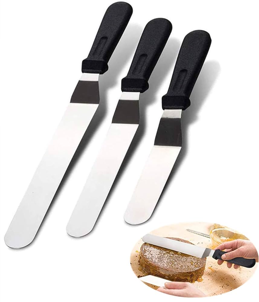 Icing spatula angled stainless steel S/S with black handle