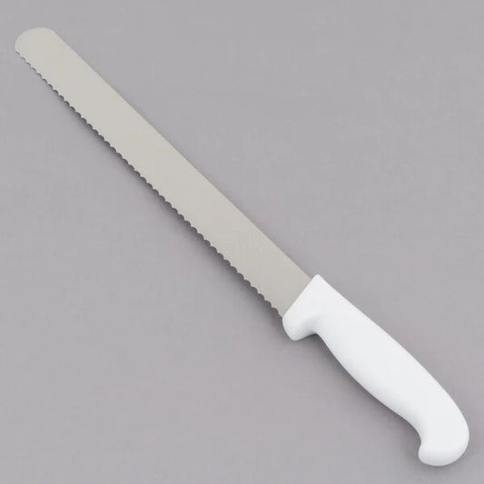 Cake knife, 30 cm, small teeth, white
