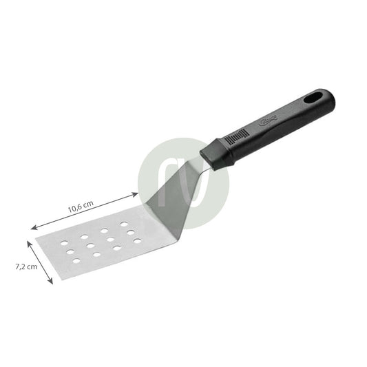 Turner with black handle, square ended, perforated, 10.6 x 7.2 cm (70606)