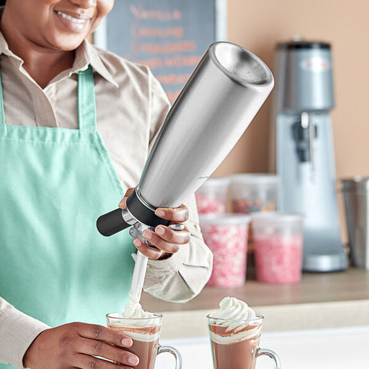 Cream aluminum whipped cream dispenser plastic head