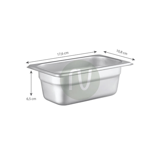 Gastronorm container stainless steel - GN S/S 1/9 (17.6 x 10.8 cm)