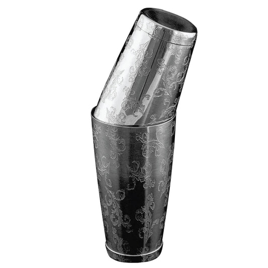 Tin on tin boston cocktail shaker stainless steel S/S-Engraving design (69510)