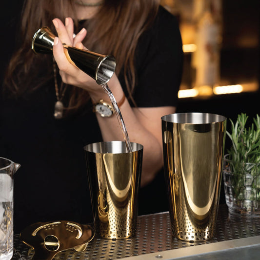 Tin on tin boston cocktail shaker stainless steel S/S- Gold (70053)
