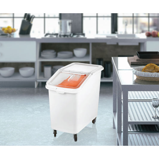 Ingredient bin polypropylene with wheels and PC scoop