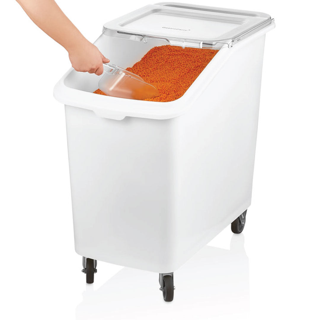 Ingredient bin polypropylene with wheels and PC scoop