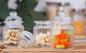 Glass jar lined design with lid clear stackable