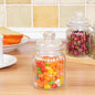 Glass jar lined design with lid clear stackable