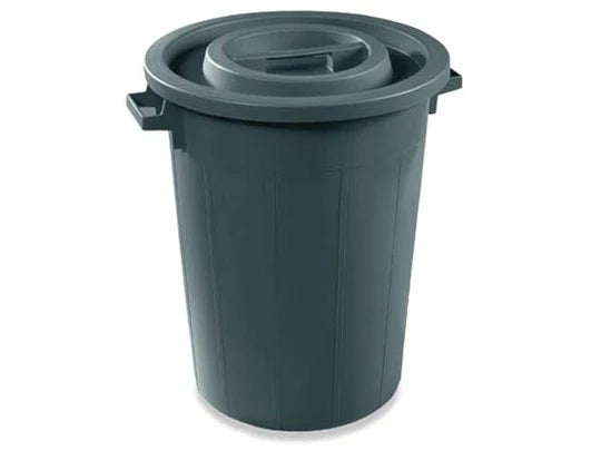 Plastic barrel with lid, Black