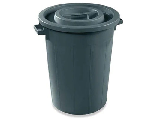 Plastic barrel with lid, Black